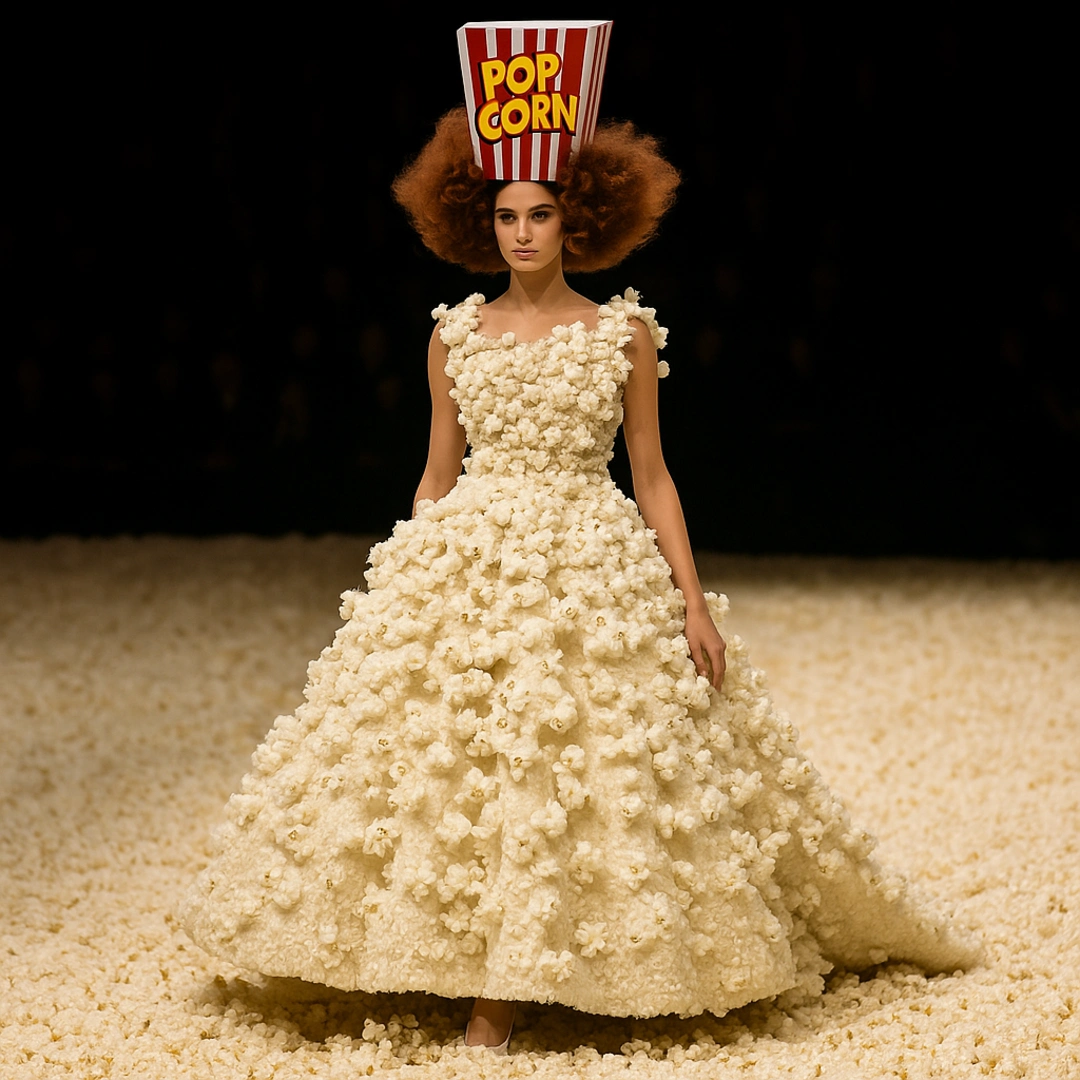 Modelos andam em passarela de pipoca no desfile de moda da Calvin Klein