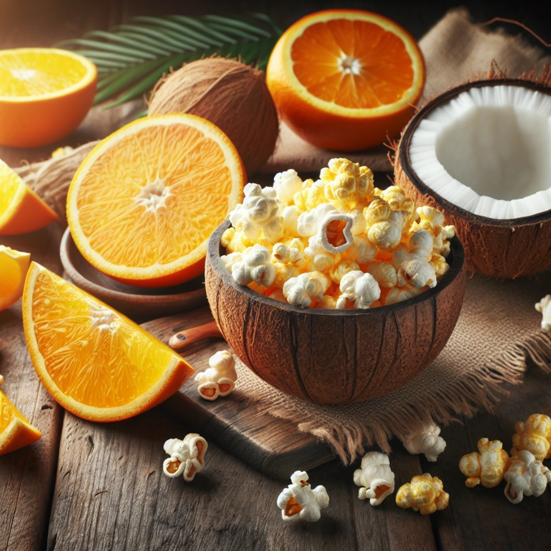 Pipoca de Coco e Laranja