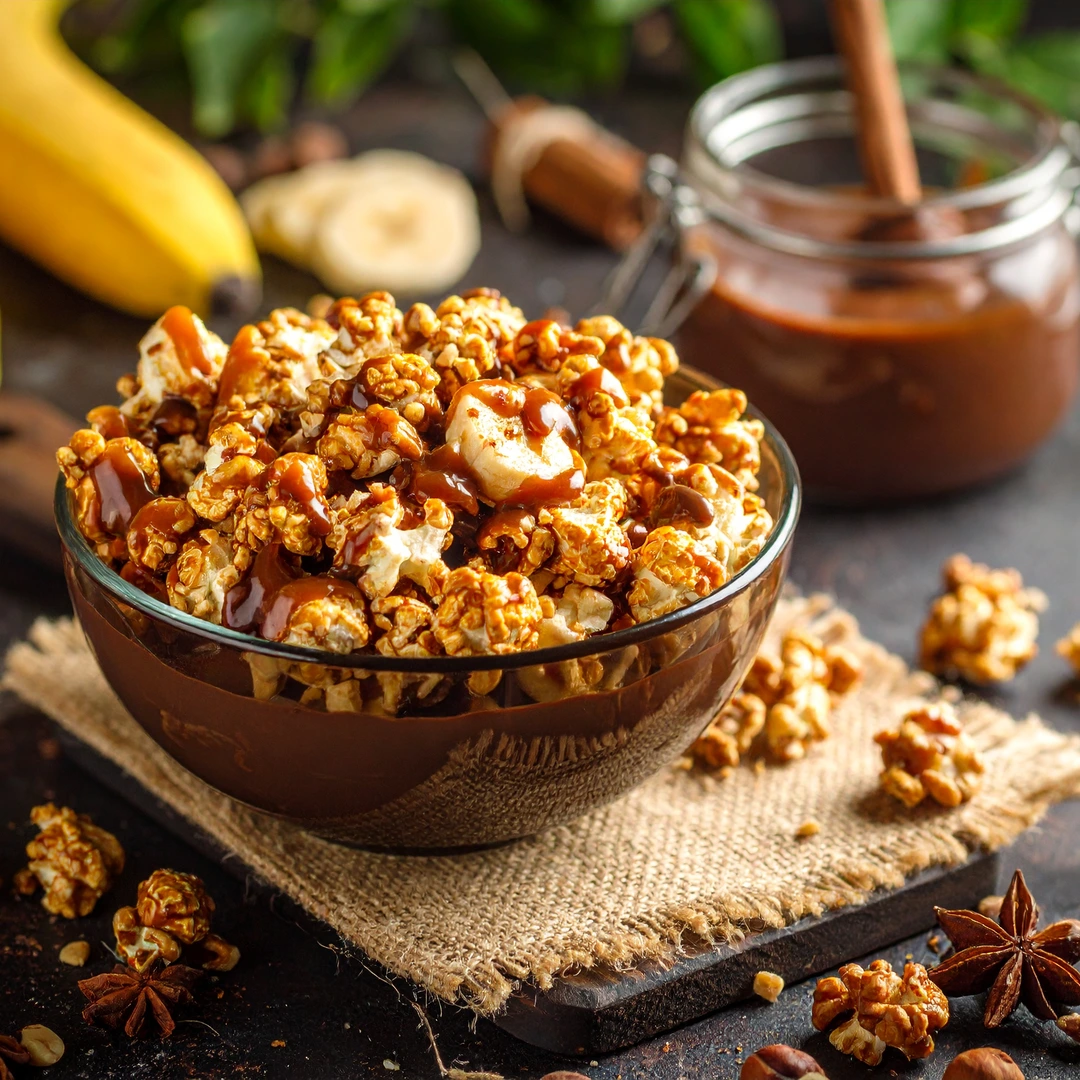 Pipoca de Nutella e Banana Caramelada